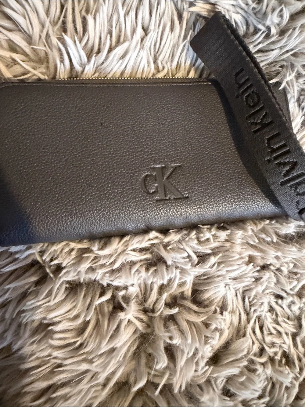 Calvin Klein Black Zip Wallet with Embossed cK